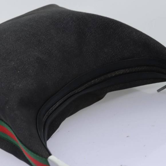 GUCCI Web Sherry Line Shoulder Bag Canvas Gray Red Green 01234 Auth 76421 - Picture 6 of 16